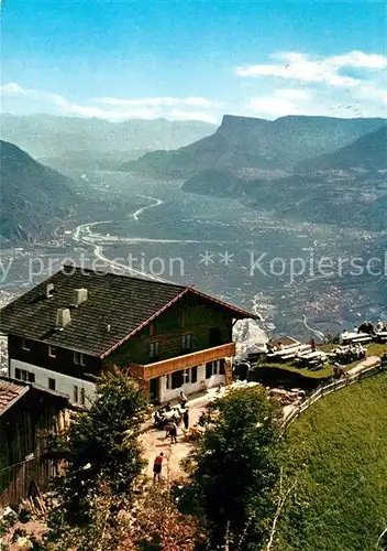 AK / Ansichtskarte Dorf Tirol Gasthaus Hochmut Blick ins Tal Fernsicht Alpenpanorama Kat. Tirolo