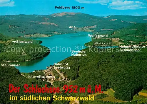 AK / Ansichtskarte Schluchsee Fliegeraufnahme mit Feldberg und Seebrugg Kat. Schluchsee