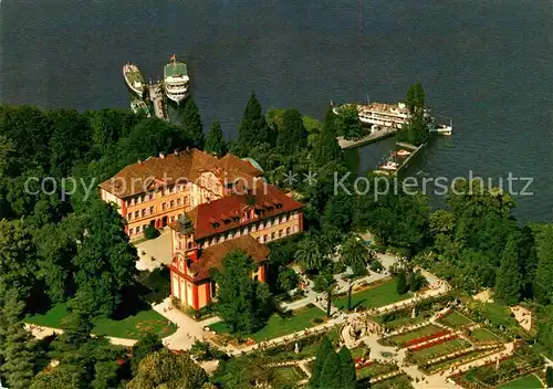 AK / Ansichtskarte Insel Mainau Schloss Kirche Schlossterrasse Rosengarten Fliegeraufnahme Kat. Konstanz Bodensee