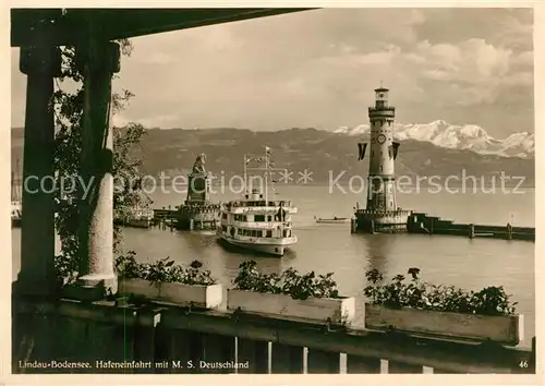 AK / Ansichtskarte Motorschiffe M.S. Deutschland Lindau Bodensee Hafen Kat. Schiffe