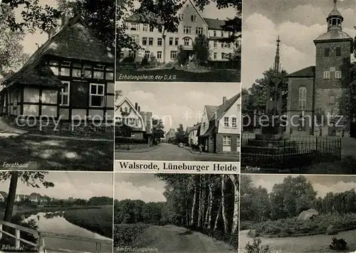 AK / Ansichtskarte Walsrode Lueneburger Heide Forsthaus Erholungsheim der DAG Kirche Haupstrasse Boehmetal Waldweg Hermann Loens Grab Kat. Walsrode