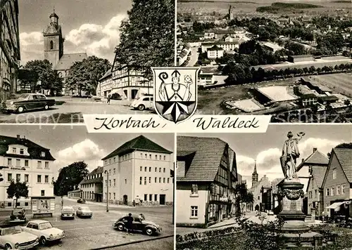 AK / Ansichtskarte Korbach Kirche Platz Denkmal Fliegeraufnahme Kat. Korbach