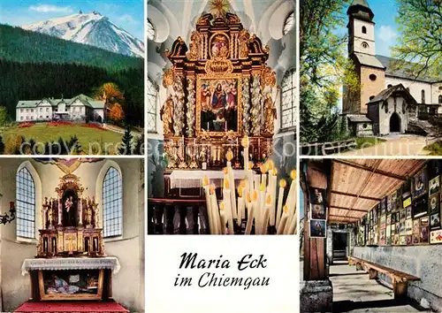 AK / Ansichtskarte Maria Eck Minoritenkloster mit Hochfelln Gnaden Altar Wallfahrtskirche Antonius Altar Gedenktafeln Kat. Siegsdorf