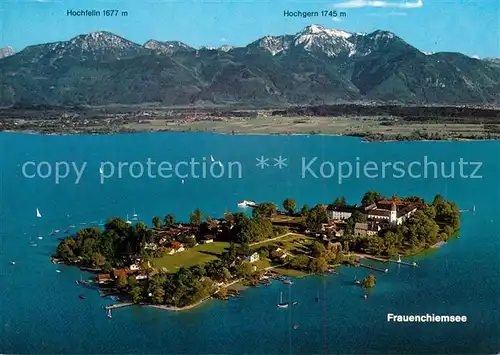 AK / Ansichtskarte Fraueninsel Chiemsee Fliegeraufnahme mit Kloster Frauenwoerth Kat. Chiemsee