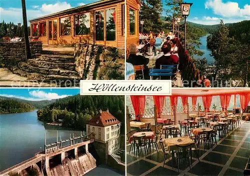 AK / Ansichtskarte Hoellensteinsee Fliegeraufnahme Staumauer Stausee Restaurant Seeblick Kat. Viechtach
