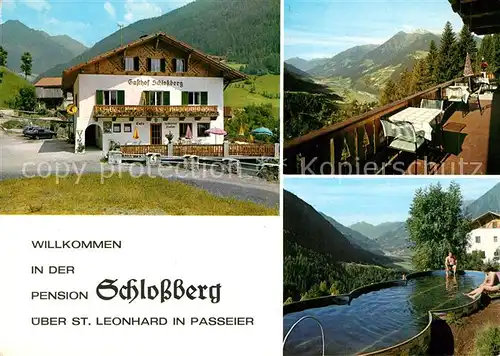 AK / Ansichtskarte Leonhard Passeier St Pension Schlossberg Schwimmbad Kat. St Leonhard in Passeier Suedtirol