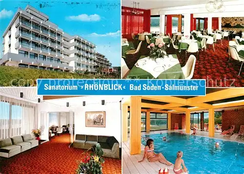 AK / Ansichtskarte Bad Soden Salmuenster Sanatorium Rhoenblick Hallenbad Speisesaal Kat. Bad Soden Salmuenster