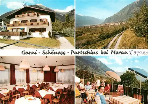 AK / Ansichtskarte Partschins Merano Suedtirol Garni Schoenegg Terrasse Panorama Kat. Merano