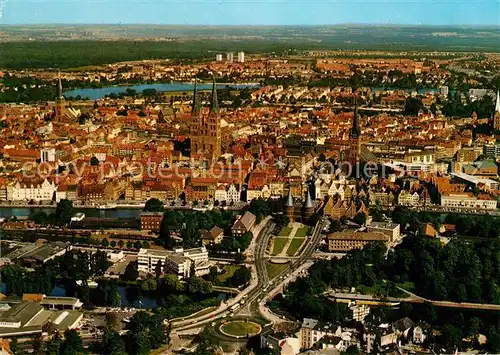 AK / Ansichtskarte Luebeck Fliegeraufnahme Holsten Tor Kirche Kat. Luebeck