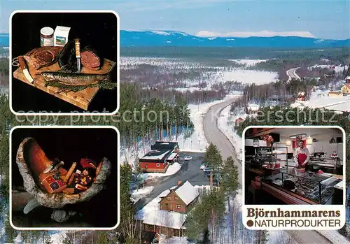 AK / Ansichtskarte Haerliga Haerjedalen Bjoernhammerans Naturprodukter Landschaftspanorama im Winter Fliegeraufnahme