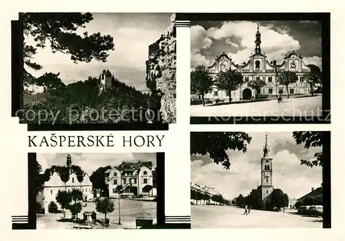 AK / Ansichtskarte Kasperske Hory Bergreichenstein Landschaftspanorama Felsen Rathaus Platz Kirche