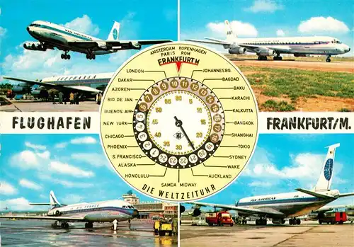 AK / Ansichtskarte Flugzeuge Zivil Flughafen Frankfurt am Main Weltzeituhr  Kat. Airplanes Avions