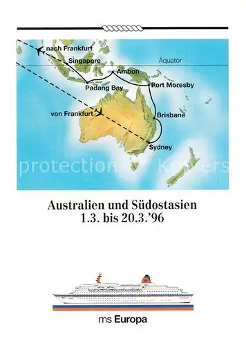 AK / Ansichtskarte Schiffe Ships Navires MS Europa Landkarte Australien Suedostasien 