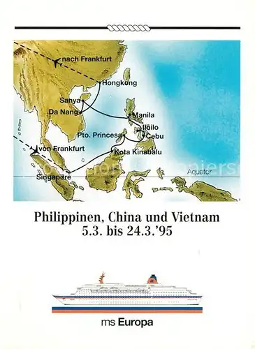 AK / Ansichtskarte Schiffe Ships Navires MS Europa Landkarte Philippinen China Vietnam 