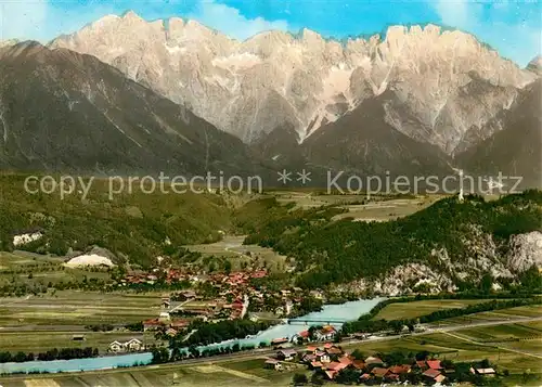 AK / Ansichtskarte Moetz mit Locherboden gegen Mieminger Kette Fliegeraufnahme Kat. Moetz