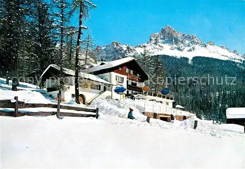 AK / Ansichtskarte St Florian Eggental Albergo Obereggen Gasthof Winterlandschaft Dolomiten