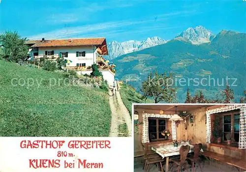 AK / Ansichtskarte Kuens Gasthof Bereiter Gaststube Alpen Kat. Merano