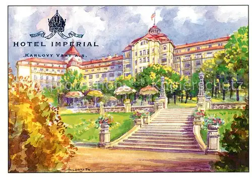 AK / Ansichtskarte Karlovy Vary Lazensky Hotel Imperial Kuenstlerkarte Kat. Karlovy Vary Karlsbad