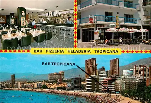 AK / Ansichtskarte Benidorm Tropicana Pizzeria Bar Fliegeraufnahme Strand Kat. Costa Blanca Spanien