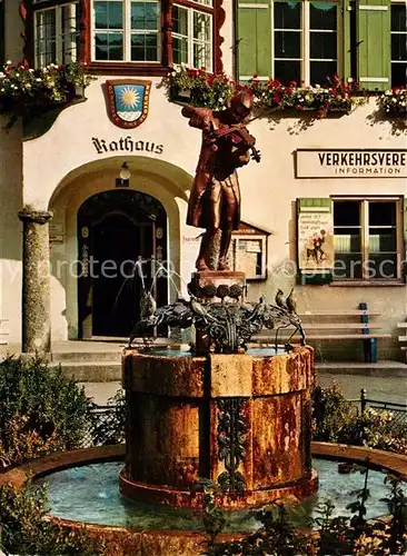 AK / Ansichtskarte St Gilgen Wolfgangsee Mozartbrunnen Rathaus