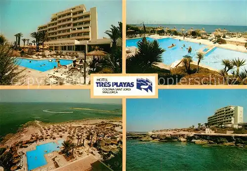 AK / Ansichtskarte Colonia Sant Jordi Hotel Tres Playas Fliegeraufnahme Pool