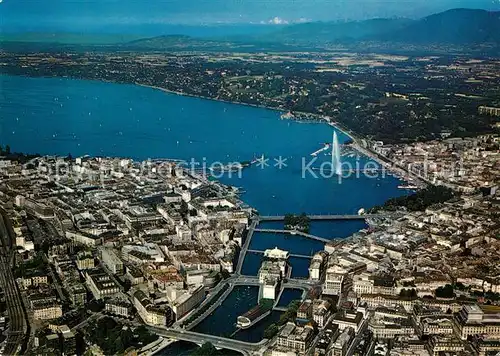 AK / Ansichtskarte Geneve GE Fliegeraufnahme Hafen Rhone Kat. Geneve