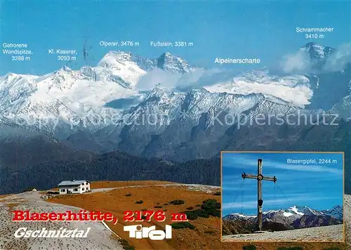 AK / Ansichtskarte Gschnitz Tirol Blaserhuette Gschnitztal Blasergipfel Alpenpanoram Kat. Gschnitz