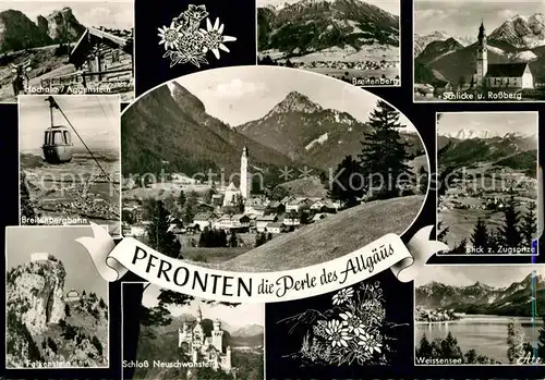 AK / Ansichtskarte Pfronten Hochalm Aggenstein Breitenberg Schlicke Rossburg Falkenstein Schloss Neuschwanstein Zugspitze Weissensee Kat. Pfronten