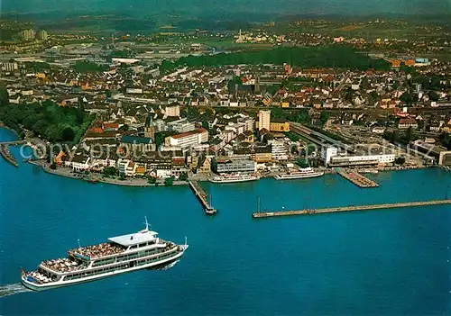 AK / Ansichtskarte Friedrichshafen Bodensee Faehre Hafen Fliegeraufnahme Kat. Friedrichshafen
