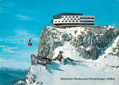 AK / Ansichtskarte Seilbahn Dachstein Suedwandbahn Gletscher Restaurant Hunerkogel Bergstation Seilbahn Kat. Bahnen