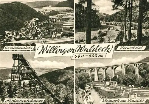 AK / Ansichtskarte Willingen Sauerland Gesamtansicht Hermeketal Muehlenkopfschanze Skispringen Kleingolf Viadukt Willingen Sauerland Kat. Willingen (Upland)