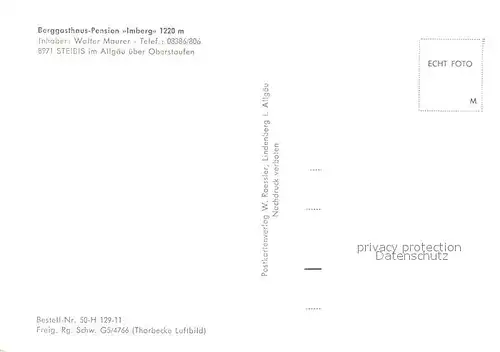 AK / Ansichtskarte Steibis Berggasthaus Pension Imberg Winterlandschaft Alpen Steibis Kat. Oberstaufen