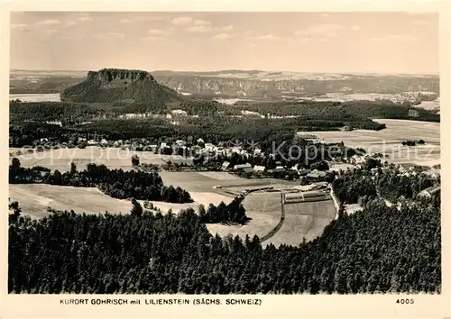 AK / Ansichtskarte Gohrisch mit Lilienstein Tafelberg Elbsandsteingebirge Fliegeraufnahme Gohrisch Kat. Gohrisch