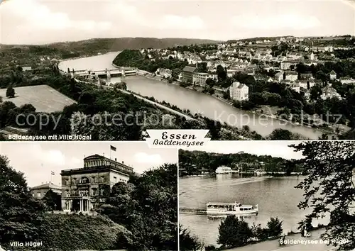 AK / Ansichtskarte Essen Ruhr Panorama Baldeneysee Villa Huegel Ausflugsdampfer Essen Ruhr Kat. Essen