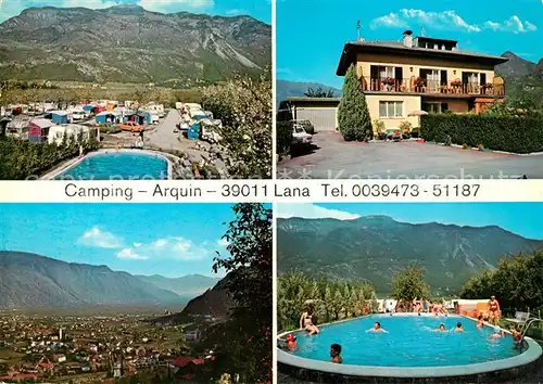 AK / Ansichtskarte Lana Merano Suedtirol Fliegeraufnahme Camping Arquin Pool Lana Merano Suedtirol