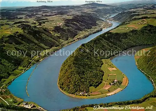 AK / Ansichtskarte Schloegen Fliegeraufnahme Donauschlinge Schloegen Kat. Haibach ob der Donau