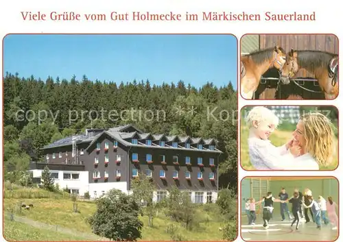 AK / Ansichtskarte Sauerland Univita Gut Holmecke Mutter Kind Familie Pferde Sauerland