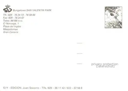 AK / Ansichtskarte Playa del Ingles Gran Canaria Bungalows San Valentin Park Playa del Kat. San Bartolome de Tirajana
