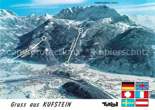 AK / Ansichtskarte Kufstein Tirol Fliegeraufnahme Kaiserlift Sesselbahn Wilder Kaiser Kufstein Tirol Kat. Kufstein