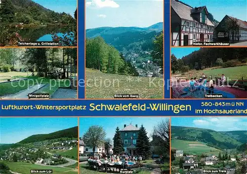 AK / Ansichtskarte Schwalefeld Minigolfplatz Tretbecken Kurplatz Teichanlage Grillstation Fachwerkhaeuser Schwalefeld Kat. Willingen (Upland)