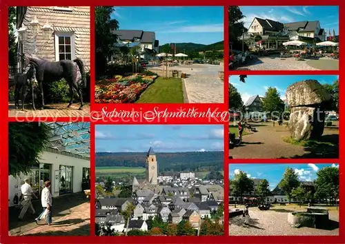 AK / Ansichtskarte Schmallenberg Panorama Kirchturm Pferdestatue Park  Schmallenberg Kat. Schmallenberg