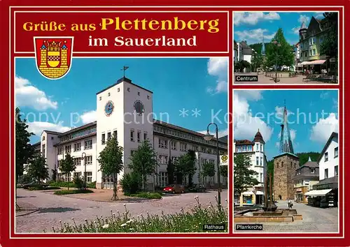 AK / Ansichtskarte Plettenberg Rathaus Pfarrkirche Centrum Plettenberg Kat. Plettenberg