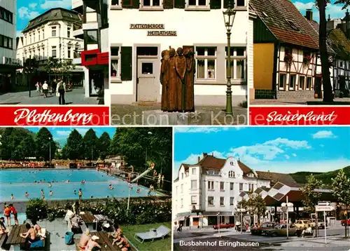 AK / Ansichtskarte Plettenberg Heimathaus Busbahnhof Eiringhausen Freibad Denkmal Plettenberg Kat. Plettenberg