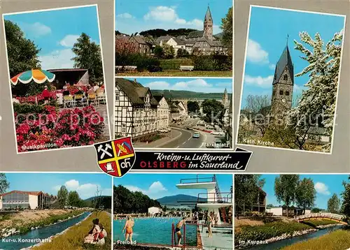 AK / Ansichtskarte Olsberg Sauerland Schwimmbad Kurhaus Konzerthaus Marktplatz Olsberg Sauerland Kat. Olsberg