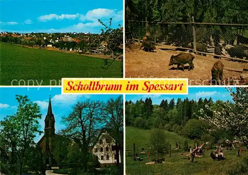 AK / Ansichtskarte Schollbrunn Spessart Wildschweingehege Kirche Spielplatz Schollbrunn Spessart Kat. Schollbrunn