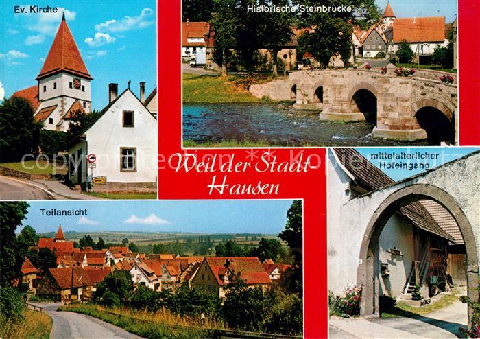 Ak Ansichtskarte Hausen Weil Stadt Evangelische Kirche