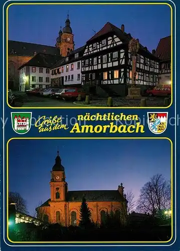 AK / Ansichtskarte Amorbach Marktplatz Kirche Nachtaufnahme Amorbach Kat. Amorbach
