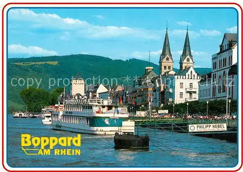 AK / Ansichtskarte Boppard Rhein Schiffsanleger Kirche Boppard Rhein Kat. Boppard