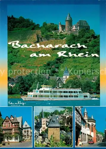 AK / Ansichtskarte Bacharach Rhein Burg Faehrschiff Bacharach Rhein Kat. Bacharach
