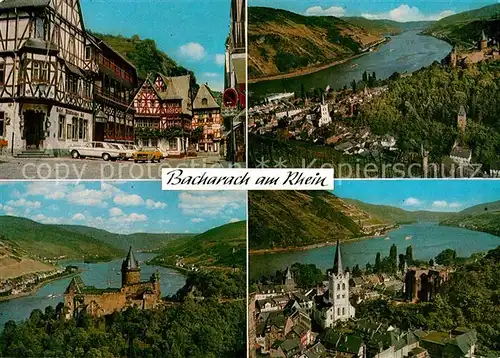 AK / Ansichtskarte Bacharach Rhein Burg Stahleck Fliegeraufnahme Altes Haus Panoramen Bacharach Rhein Kat. Bacharach